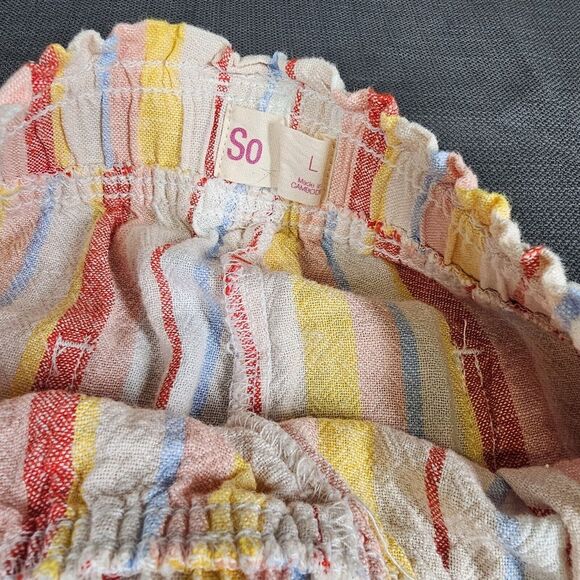 SO Striped Capri Elastic Waistband Front And Back Pockets Pants. Size Large - Picture 7 of 9